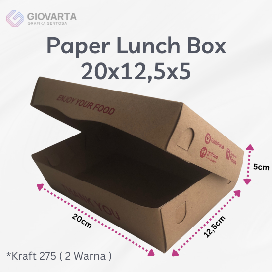 Paper Lunch Box ( 20x12,5x5 ) Kraft 275 Cetak 2 Warna