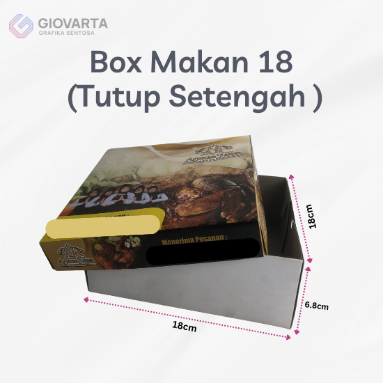 Box Makan ( 18x18x6.8 ) Atas Cetak Full Color Tinggi 3,5cm Bawah Polos