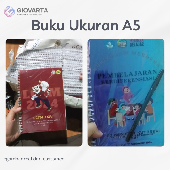 Buku Ukuran A5 ( Isi 10 Lembar, Laminating, Spiral )