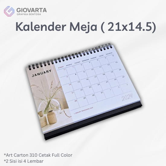 Kalender Meja (21x14.5) Art Carton 310 Depan Belakang Cetak Full Color Isi 4 Lembar
