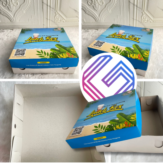 Box Makan ( 20x20x6.5 ) Atas Cetak Full Color Tinggi 3,5cm Bawah Polos 